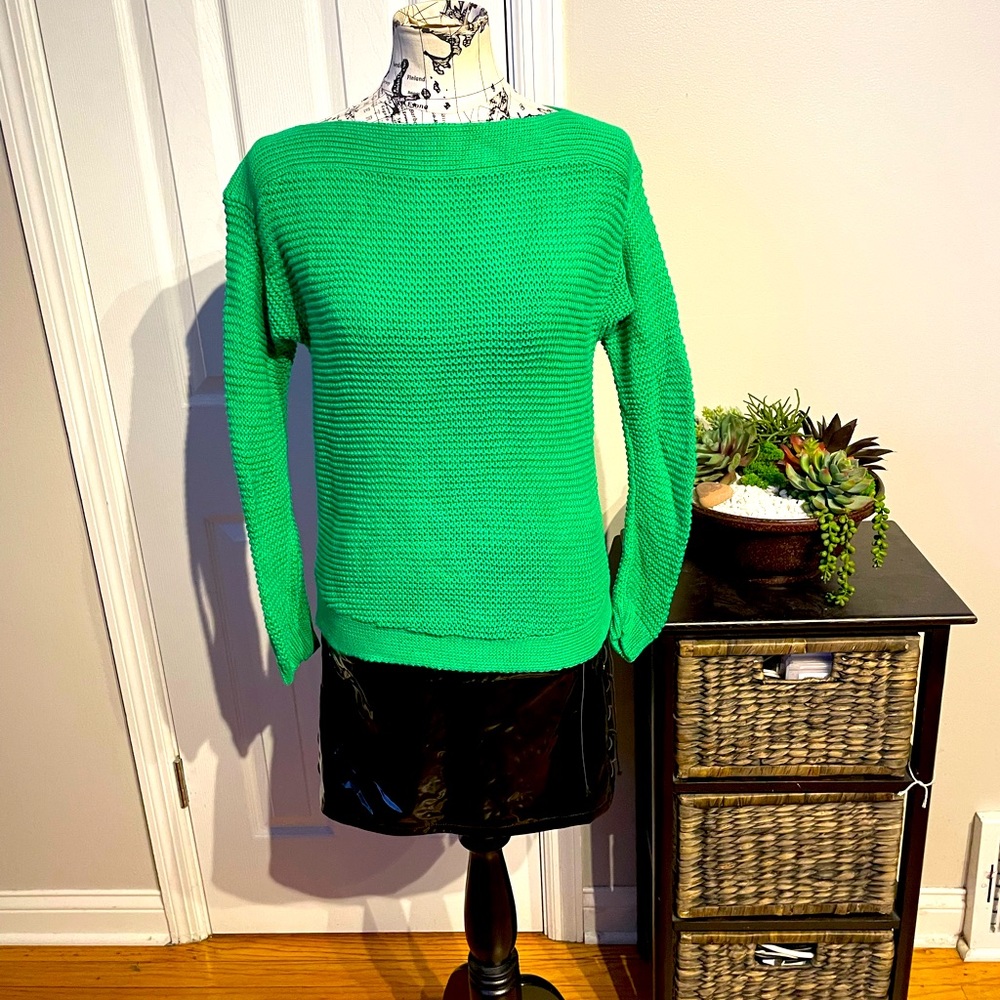 Ralph Lauren Vintage Knit Chunky ribbed vibrant Boat Pullover cable sweater S